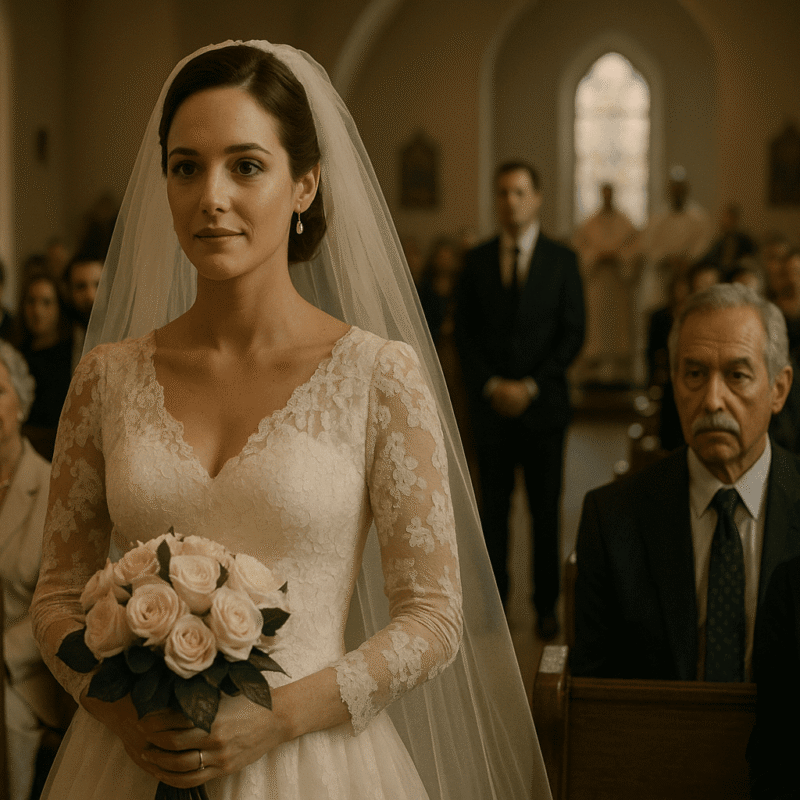 Cena de casamento em igreja, simbolizando aparência, farsa social e hipocrisia retratadas na crônica “Verdade cara, mentira clara”.